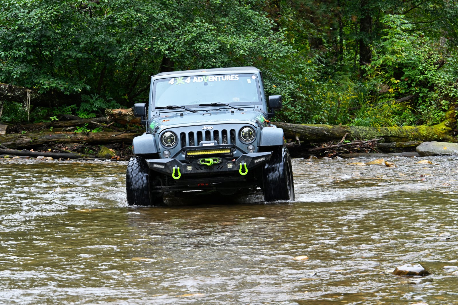 Black truck in the creek