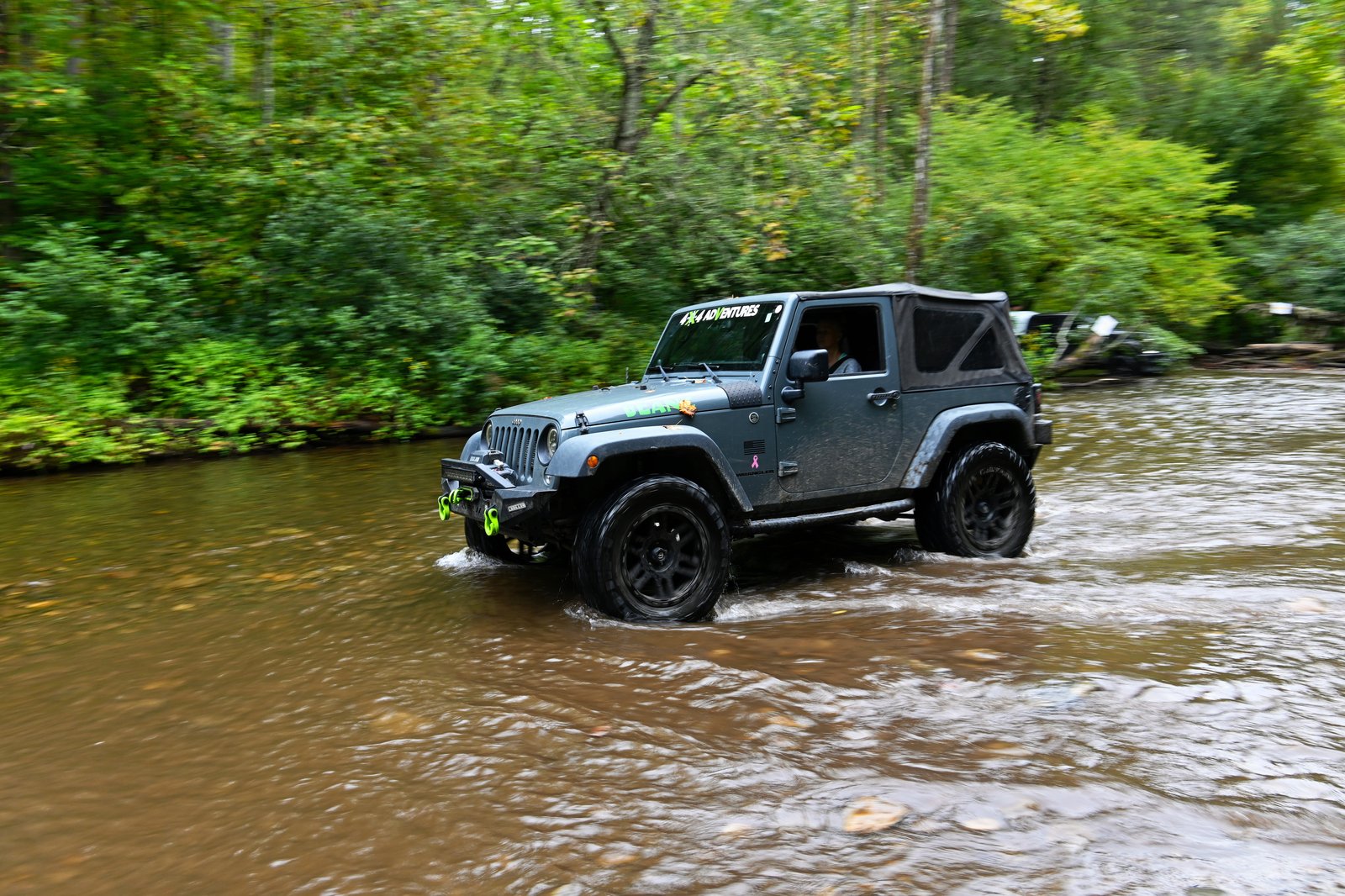 Blue truck on the forest road