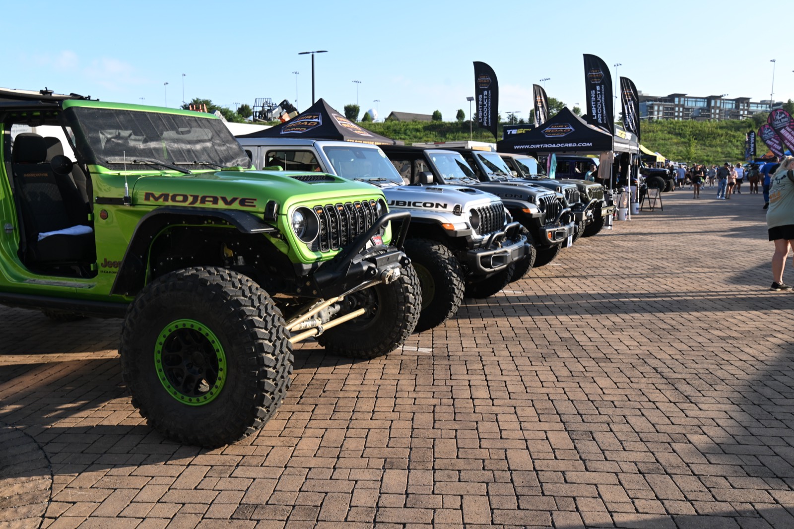 Lifted Jeeps lined up for Show and Shine