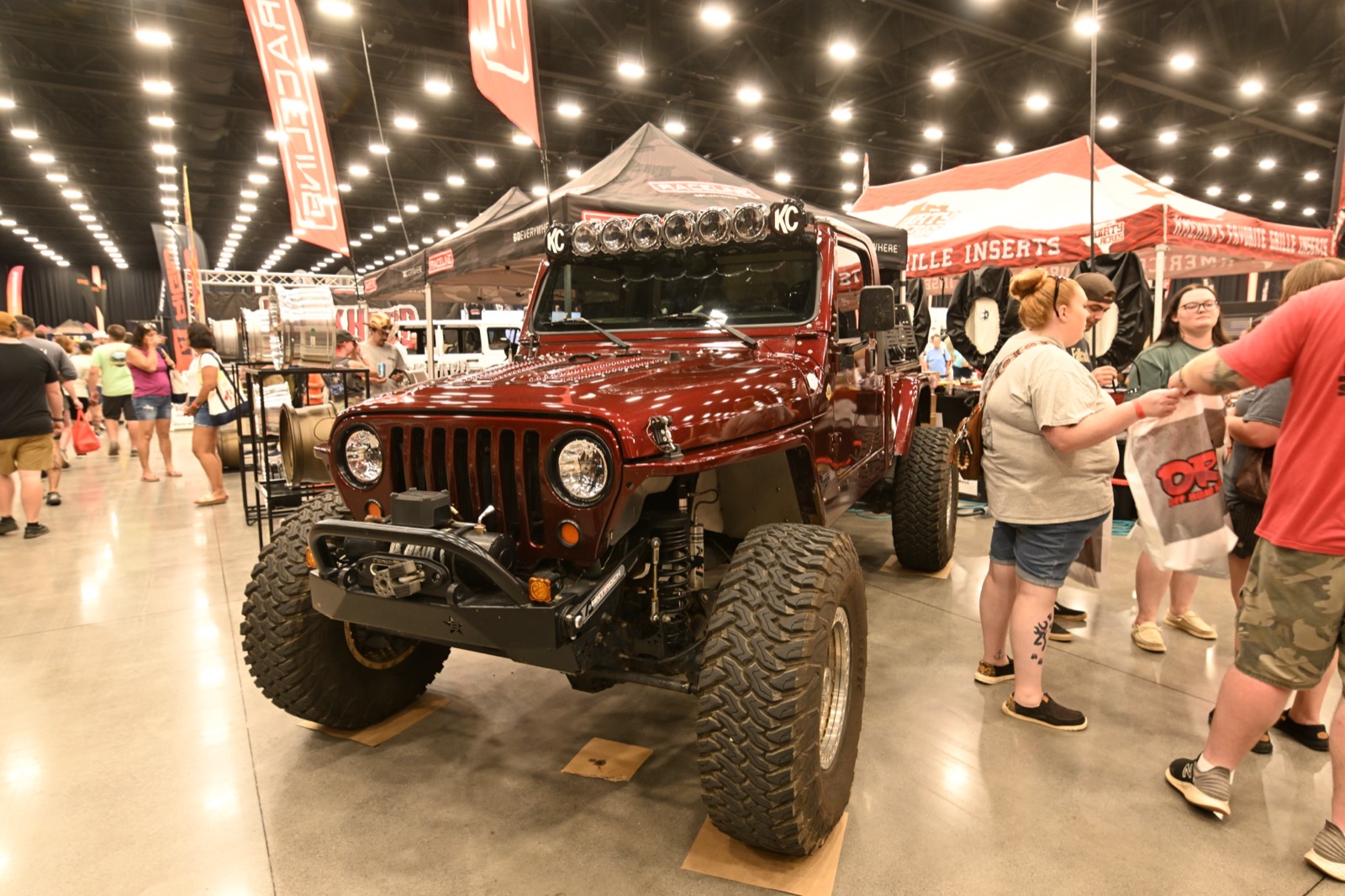 Indoor expo Jeep with KC lights at the LeConte Center
